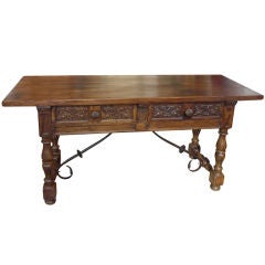 Antique Catalan Walnut Wood Console from France