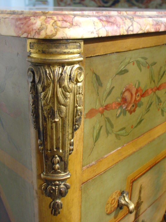 19th Century An Antique French Painted Semainier in the Louis XVI Style
