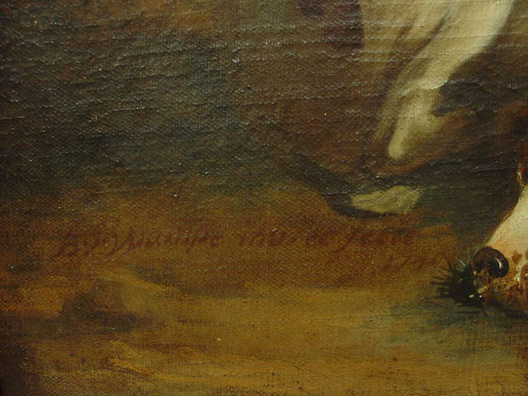 Antique French Oil Painting by Bernard Joseph Wampe, 1740