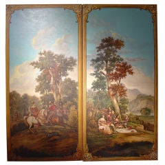 Vintage Magnificent Pair of Tall French Paintings-Mid 1900s