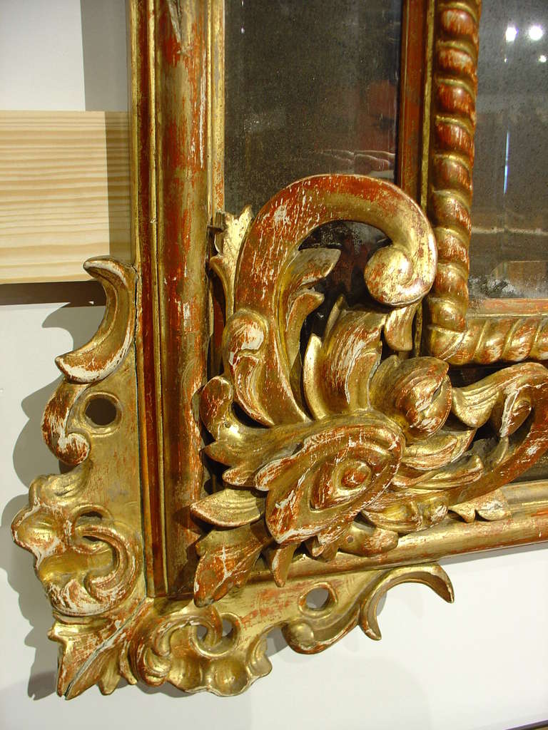 Large Giltwood 19th Century Louis XV Style Mirror "PareCloses"