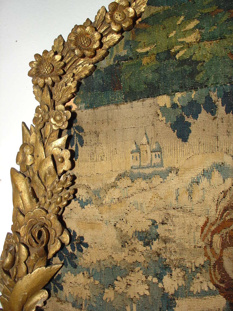 Antique Giltwood Framed Aubusson Tapestry Fragment 3