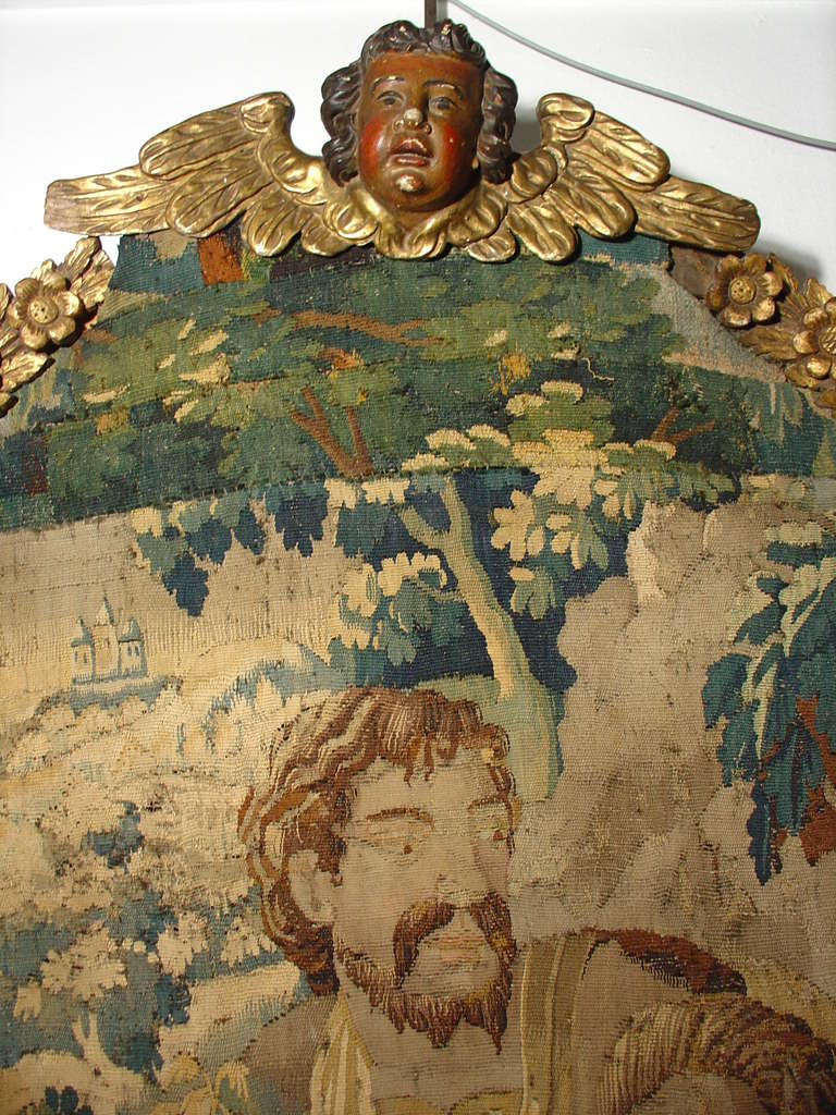 Antique Giltwood Framed Aubusson Tapestry Fragment 5