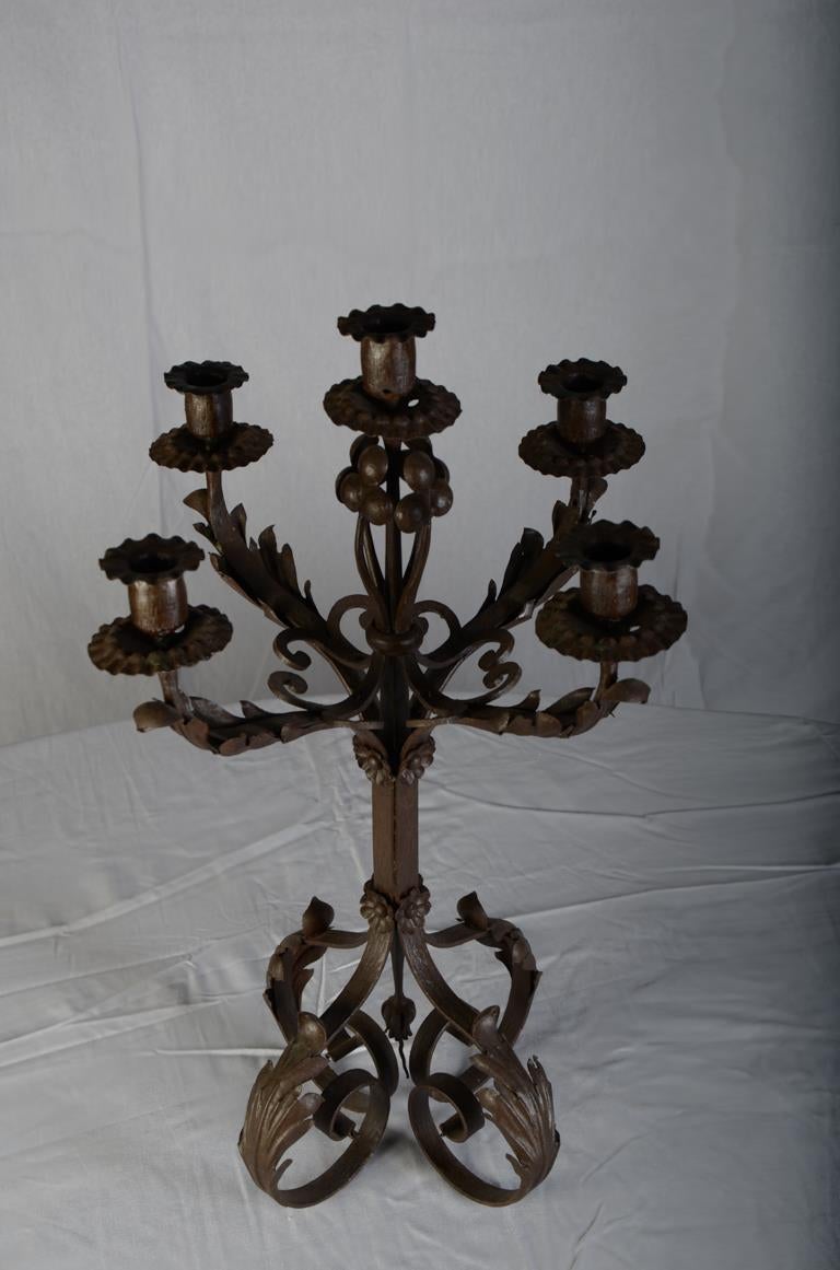 Pair of French Forged Iron Candelabras, 1900s 1