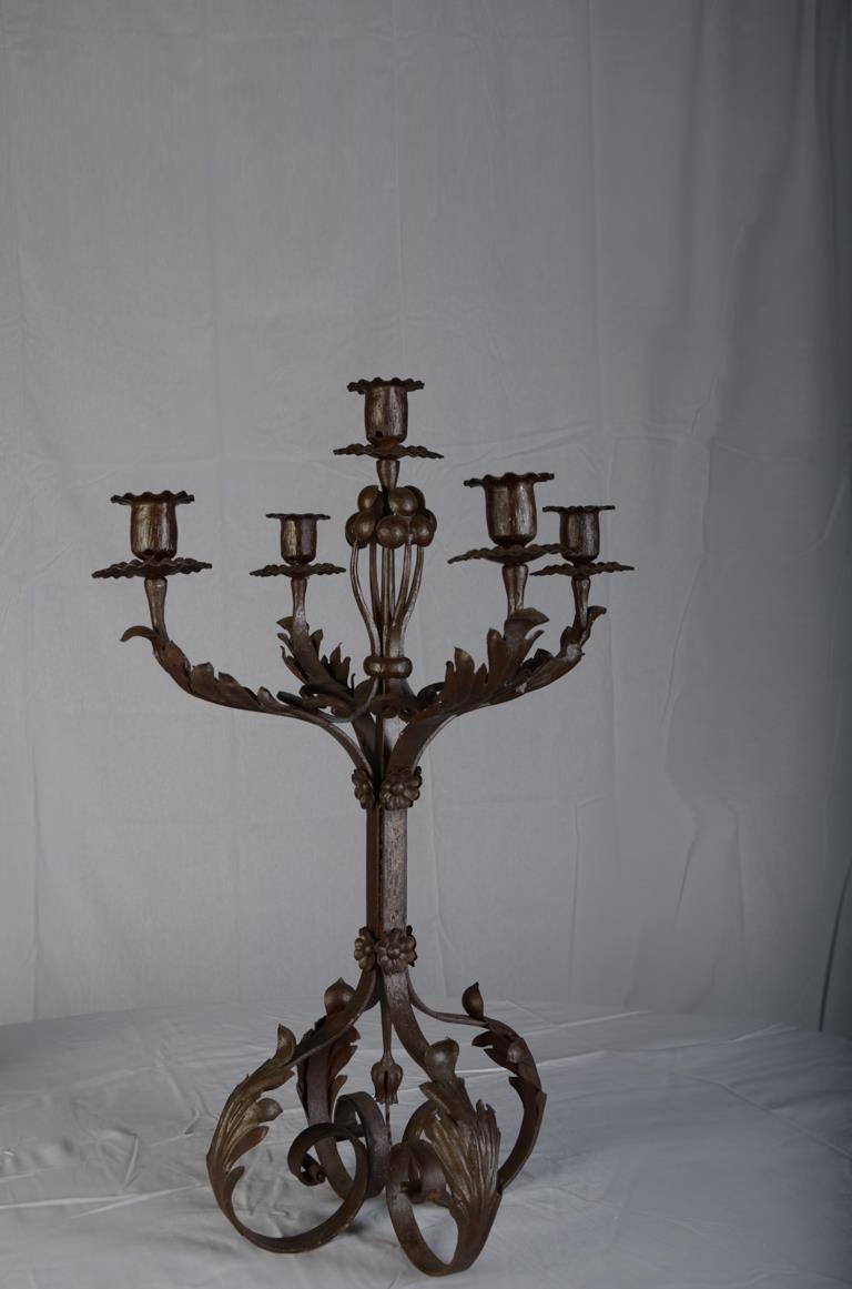 Pair of French Forged Iron Candelabras, 1900s 2