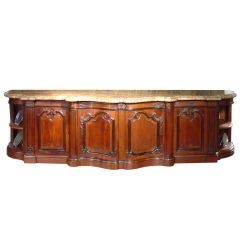 Massive Marble Topped Walnut Wood Louis XV Style Chateau Buffet
