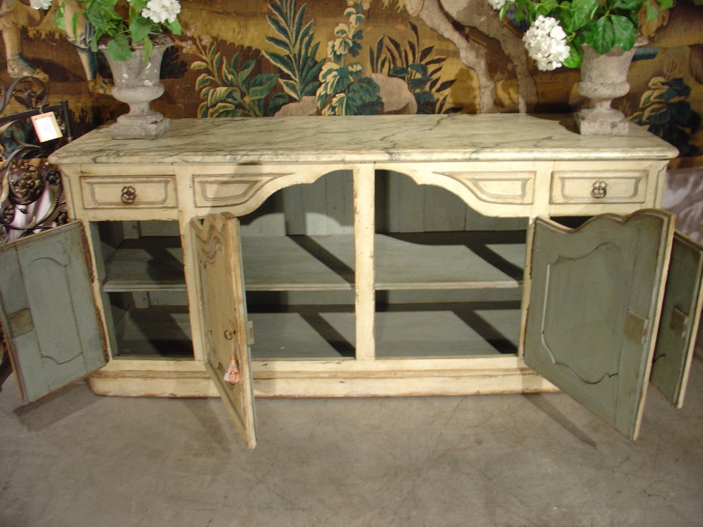 Louis XV Style Painted Enfilade with Faux Marble Top-Late 1800's 3