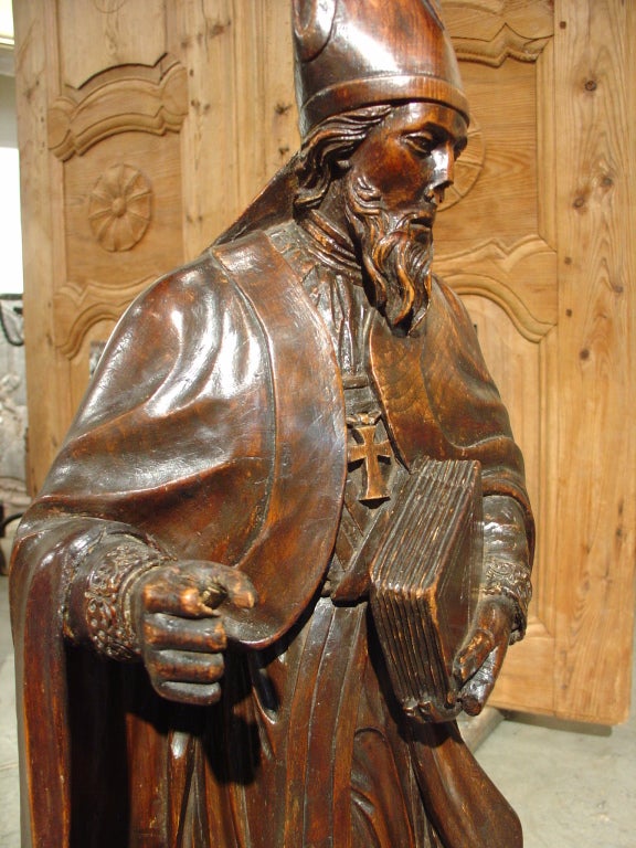 Antique Fruitwood Statue of Patron Saint Nicolas 5