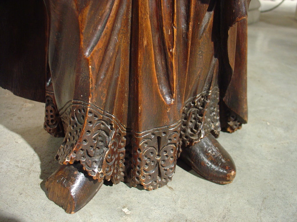 Antique Fruitwood Statue of Patron Saint Nicolas