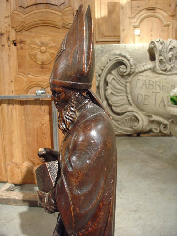 Antique Fruitwood Statue of Patron Saint Nicolas 1