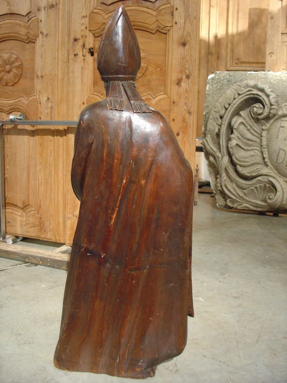 Antique Fruitwood Statue of Patron Saint Nicolas 2