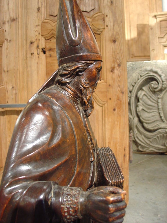 Antique Fruitwood Statue of Patron Saint Nicolas 3