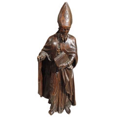 Antique Fruitwood Statue of Patron Saint Nicolas