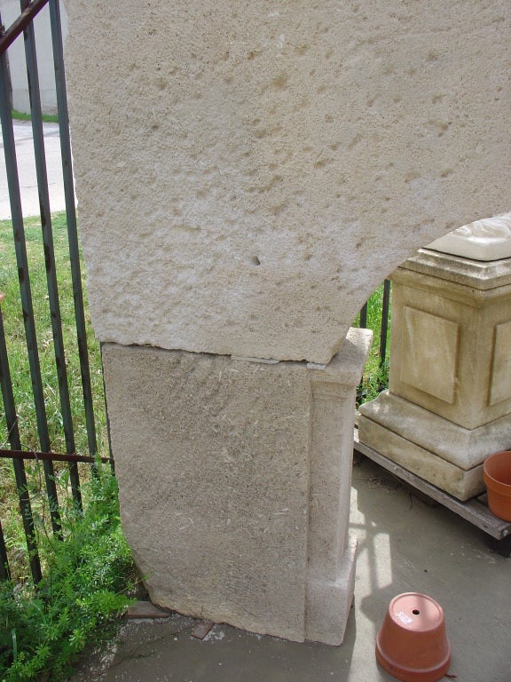 Large Antique Limestone Louis XIII Style Mantel 2