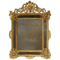 Large Giltwood 19th Century Louis XV Style Mirror "PareCloses"