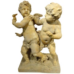 Vintage Re-Constituted Stone Cupids Statue from France