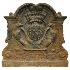 Used Large 'Massif Centrale' Cast Iron Fireback, Early 1700s