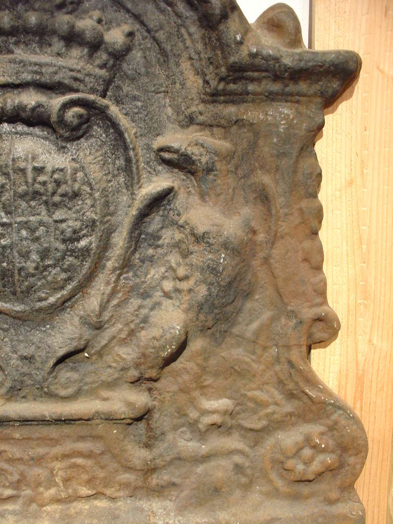 French Large 'Massif Centrale' Cast Iron Fireback, Early 1700s