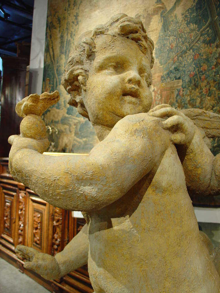 French Re-Constituted Stone Cupids Statue from France