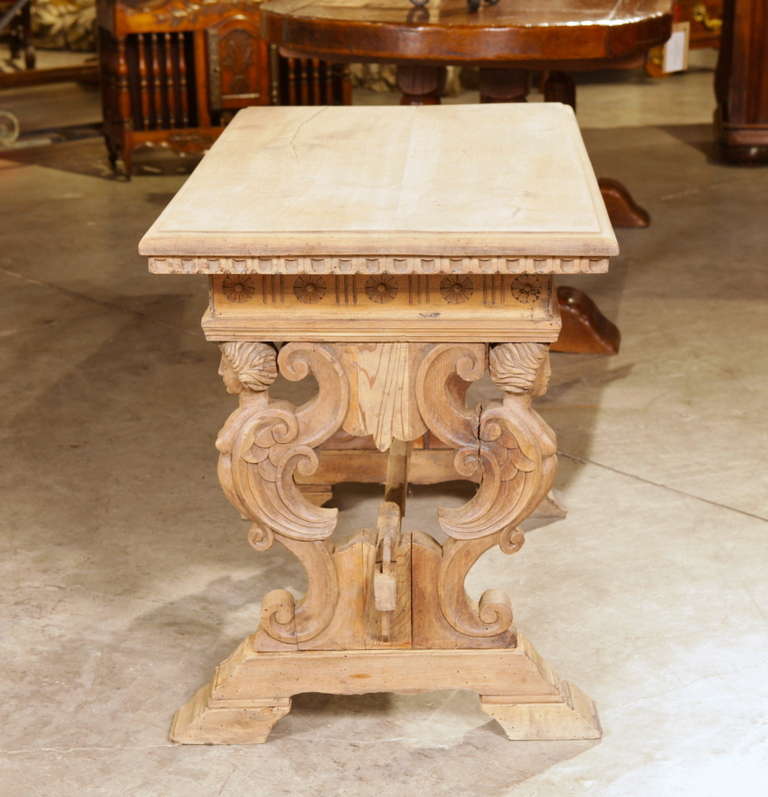 Italian Stripped Antique Side Table from Italy, 19th Century