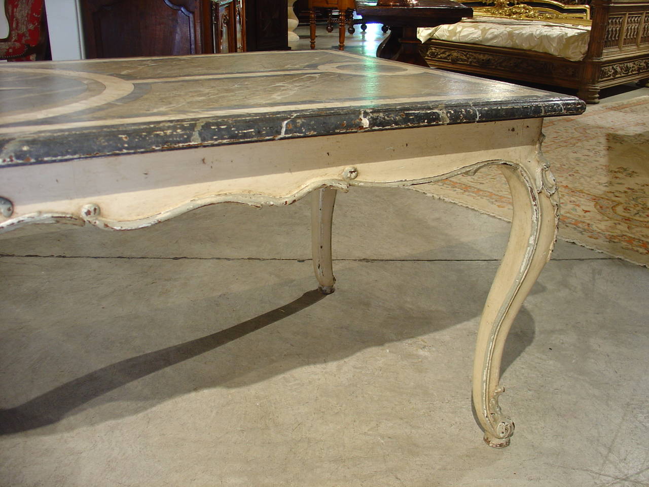 19th Century Antique French Painted Louis XV Style Dining Table For Sale