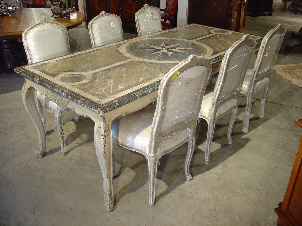 Antique French Painted Louis XV Style Dining Table For Sale 2