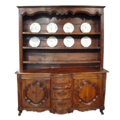 17th C. French Vaisselier from Lorraine with Bombe Center Drawer 1