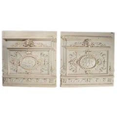 Pair of Painted Antique Boiserie Base Panels "JF"