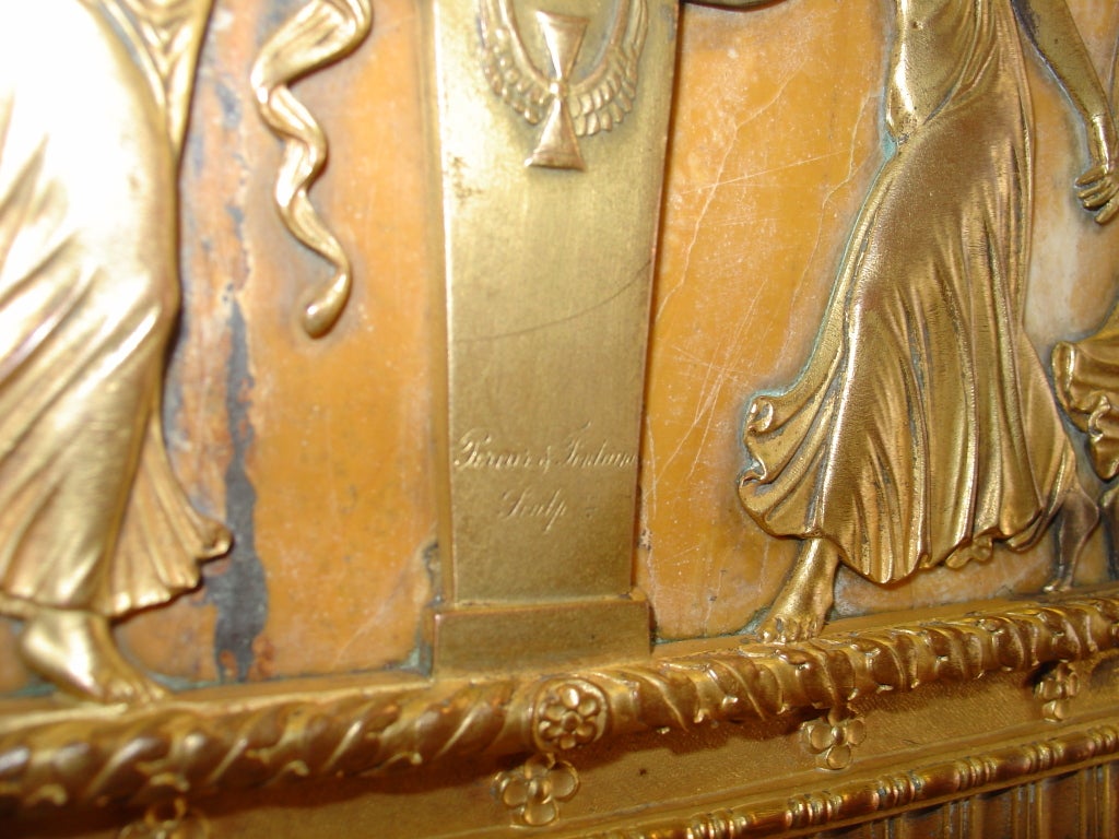 Antique Gilt Bronze and Marble Mantle Clock