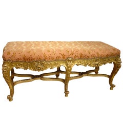 Antique French Regence Style Giltwood Bench