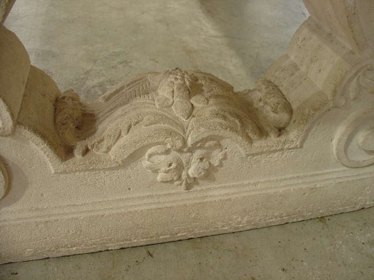 French Marble Top Table on Stone Bases-Early 1900s