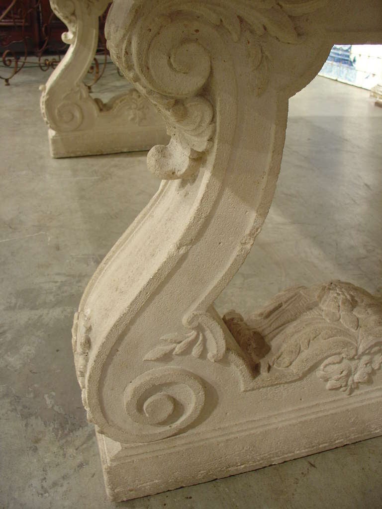 French Marble Top Table on Stone Bases-Early 1900s 5