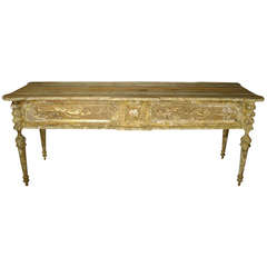 Vintage Parcel Gilt and Paint Console Table from France