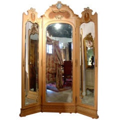 Antique Louis XVI Style Mirrored Corner Cabinet from France
