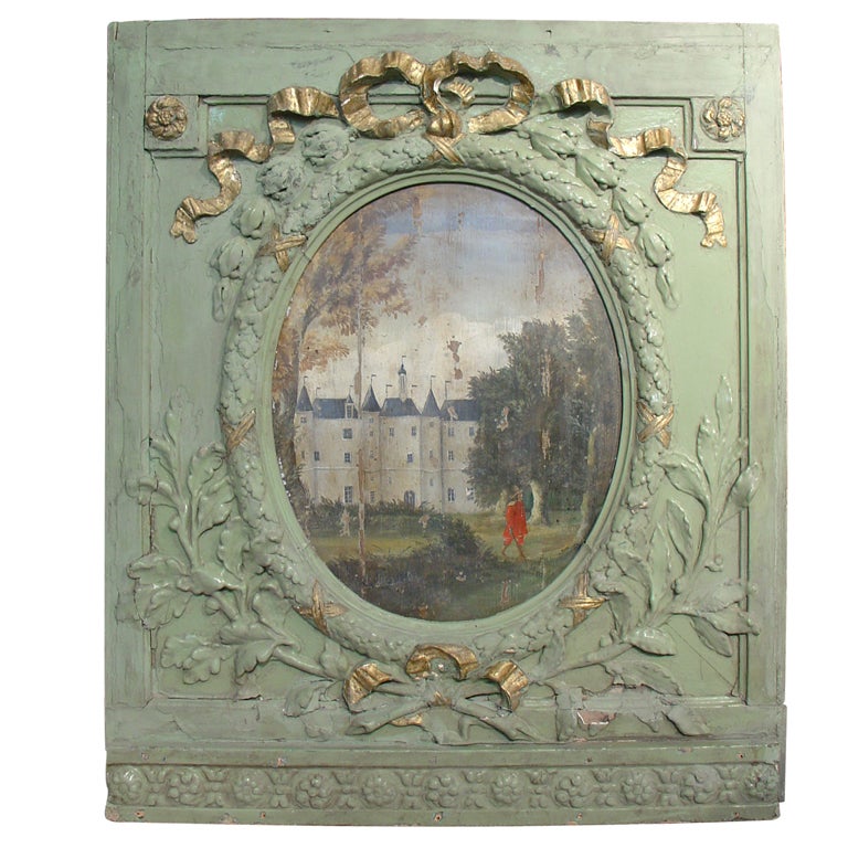 18th Century Boiserie Panel with Oil Painting