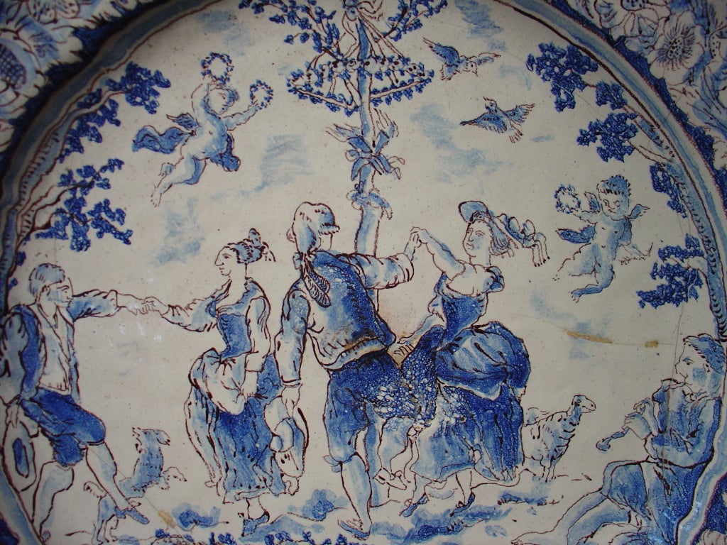 18th Century and Earlier 18th Century Faience Plate from Nevers, France