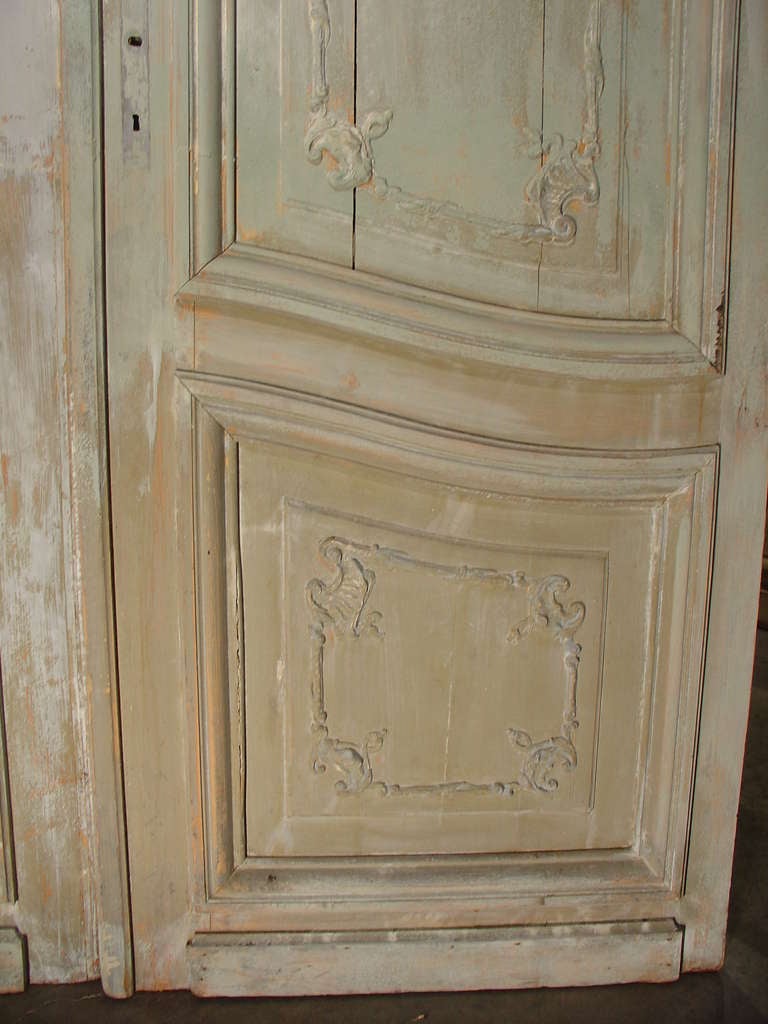 Pair of Antique Painted French Doors ca. 1880 3