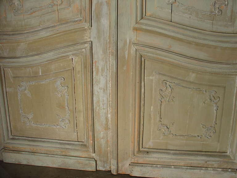 Pair of Antique Painted French Doors ca. 1880 4