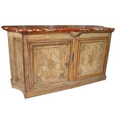Antique Rare Early 1800's Regence Style Buffet with Red Languedoc Marble