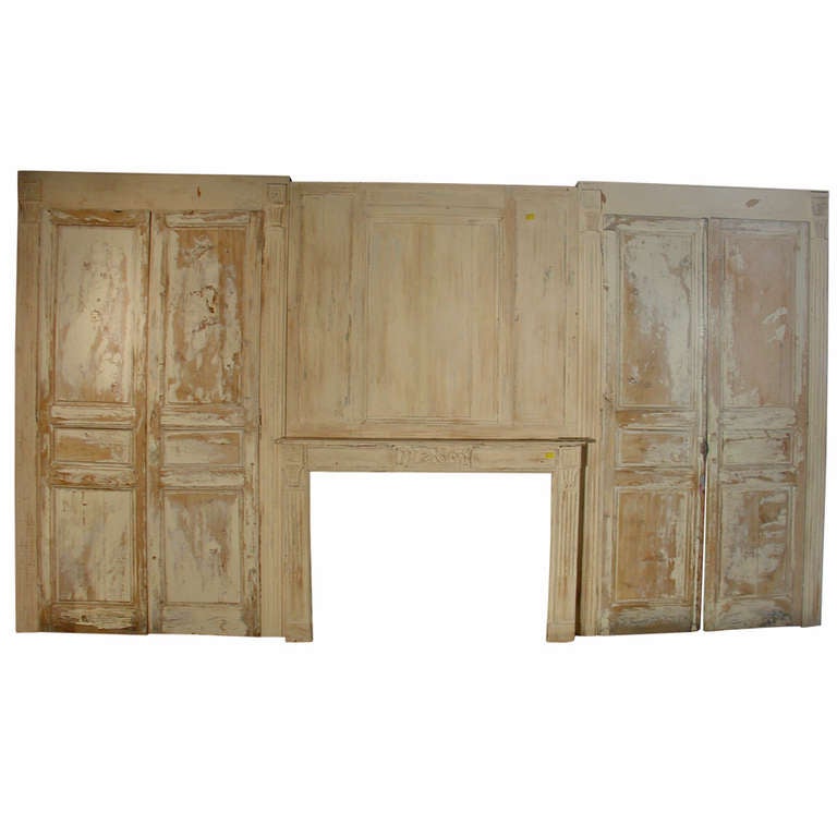 Painted Antique Boiserie With Fireplace From Provence France At