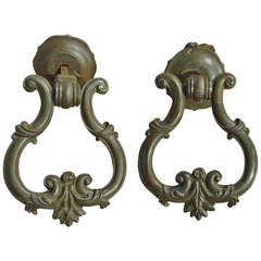 Rare Pair of Large Antique Bronze Door Knockers from Tuscany, Italy, circa 1500