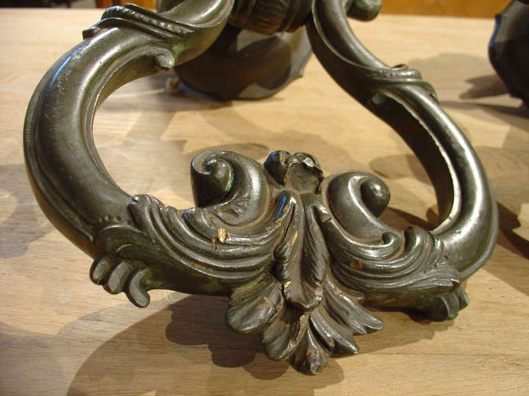 Rare Pair of Large Antique Bronze Door Knockers from Tuscany, Italy, circa 1500 1