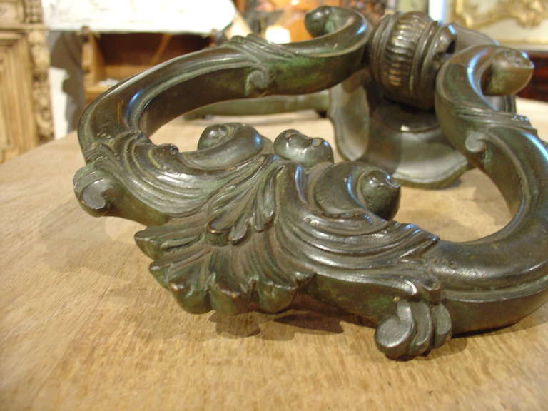 Rare Pair of Large Antique Bronze Door Knockers from Tuscany, Italy, circa 1500 3