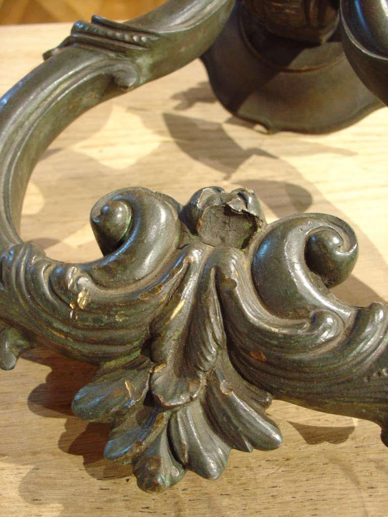 Rare Pair of Large Antique Bronze Door Knockers from Tuscany, Italy, circa 1500 In Good Condition In Dallas, TX