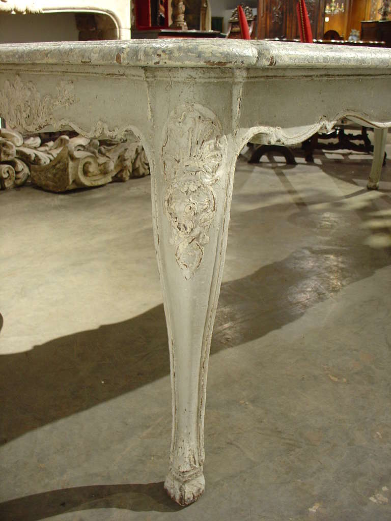 Carved Painted Antique Liegoise Dining Table from the Early 1900s