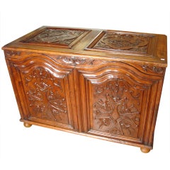 Antique Cherrywood Trunk with 18th Century Panels