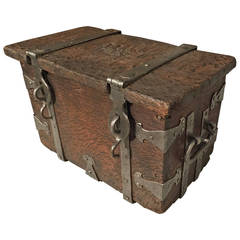 Antique French Oak and Iron Tax Collector's Box, circa 1685