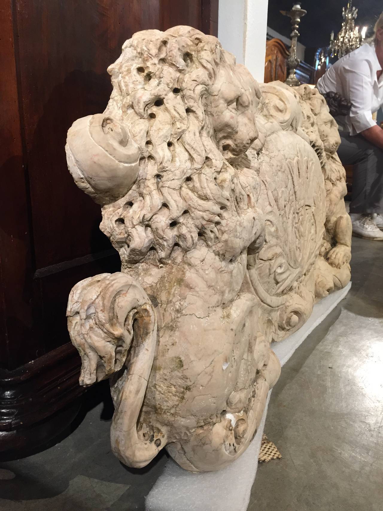 Carved Magnificent Large 18th Century Marble Architectural from Venice