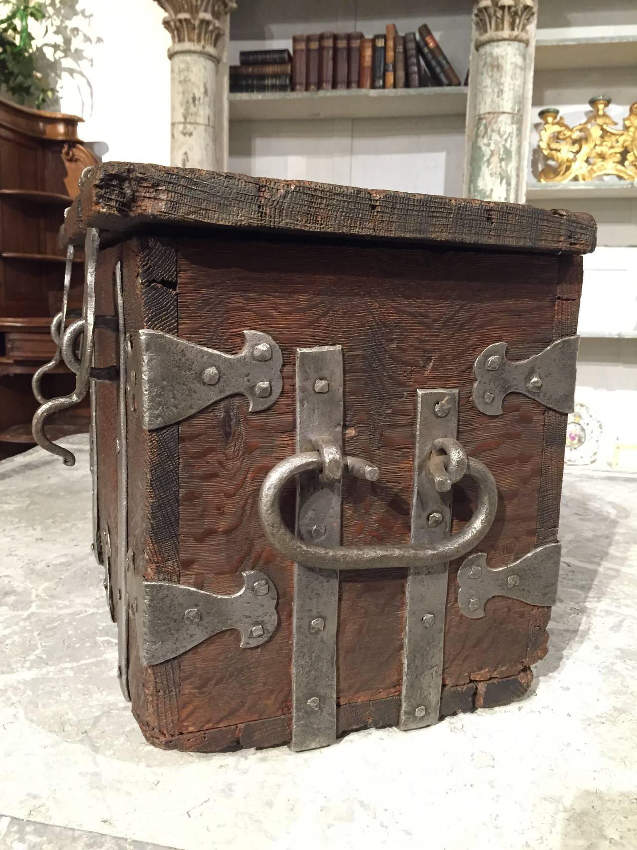17th Century French Oak and Iron Tax Collector's Box, circa 1685