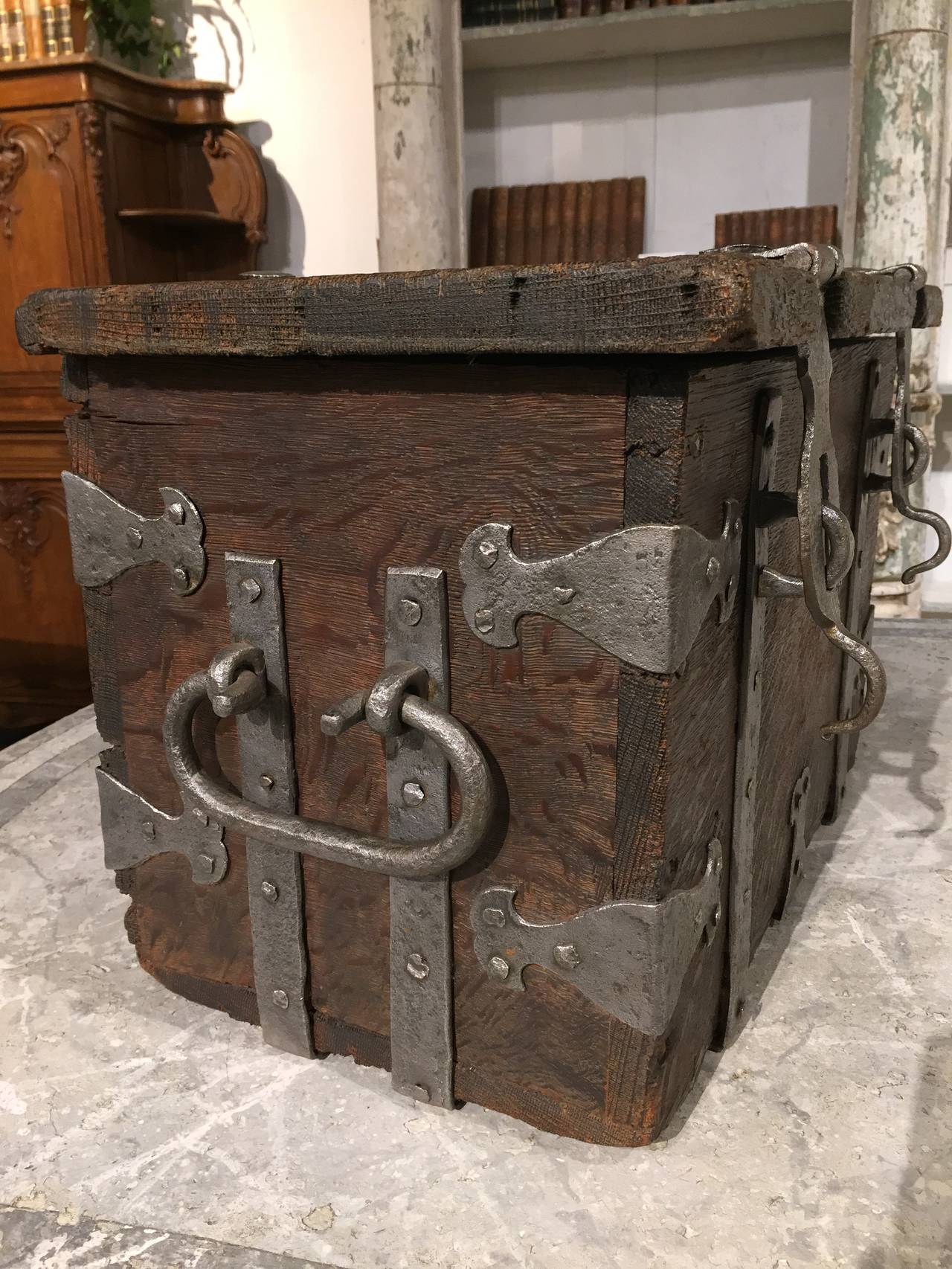 French Oak and Iron Tax Collector's Box, circa 1685 3